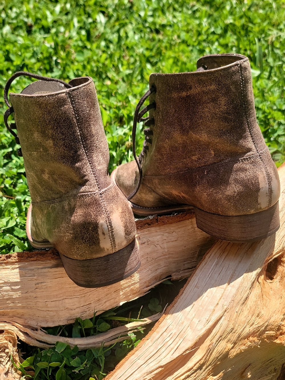 Boxcar Distressed Brown Lace-Up Leather Ankle Boots - Picture 6 of 11